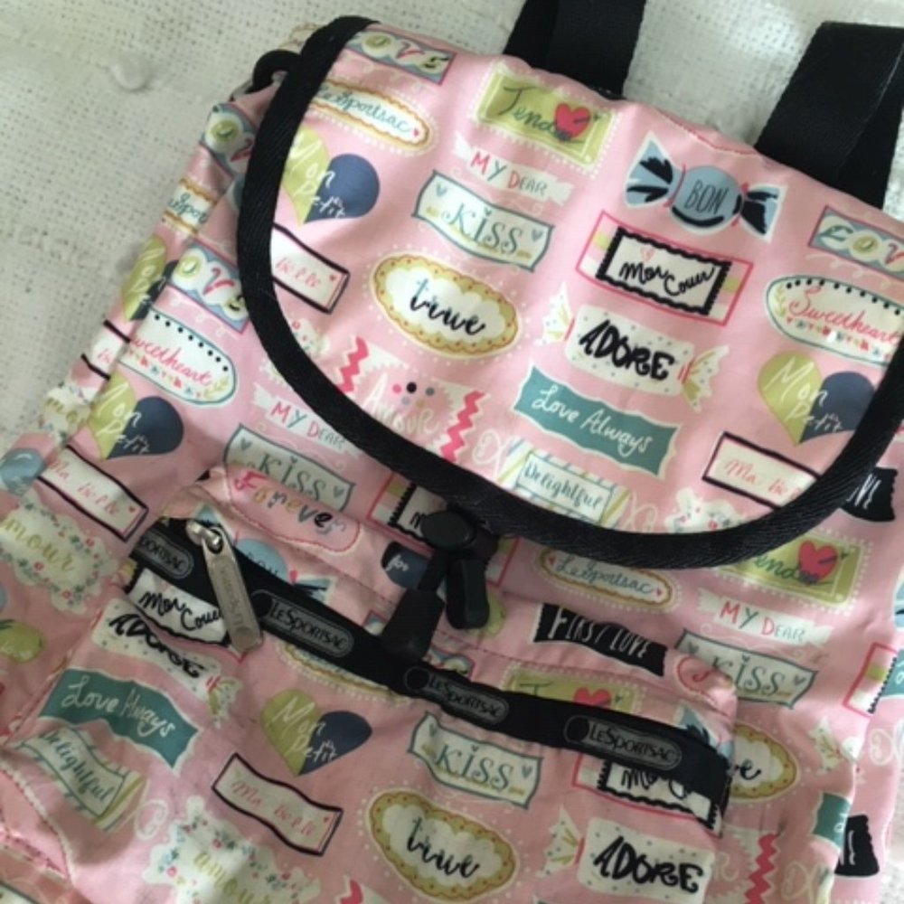 Le SportSac Small Edie Sweet Talk Pink Backpack or Purse